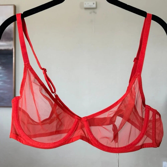 SKIMS ULTRA FINE MESH UNDERWIRE SCOOP BRA POPPY 42A - Picture 1 of 8